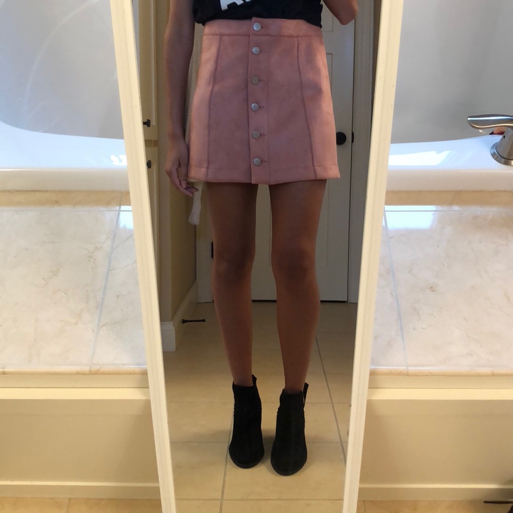 Forever 21 pink faux suede skirt